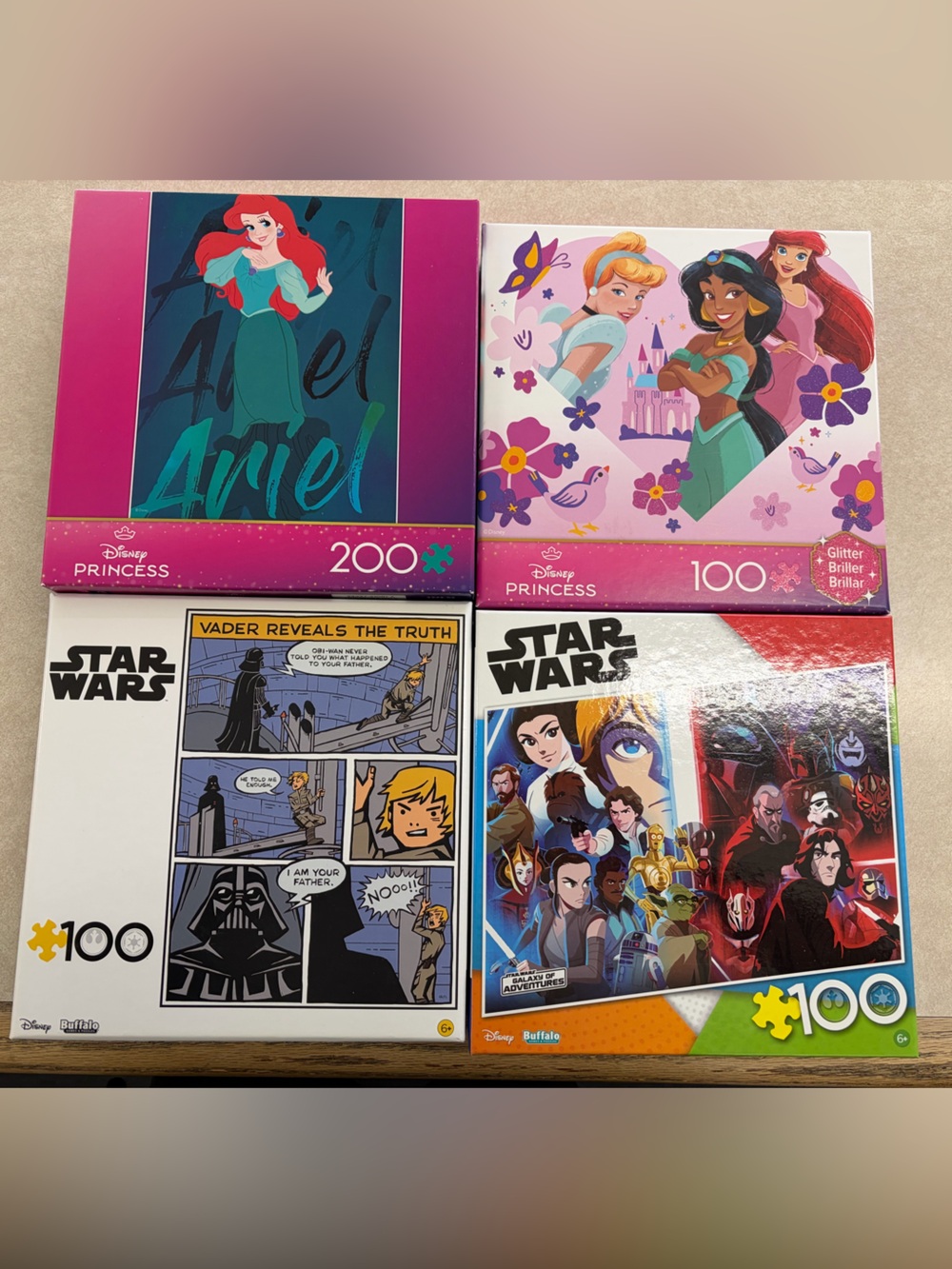 Disney Princess & Star Wars 4-Pack Puzzle Set